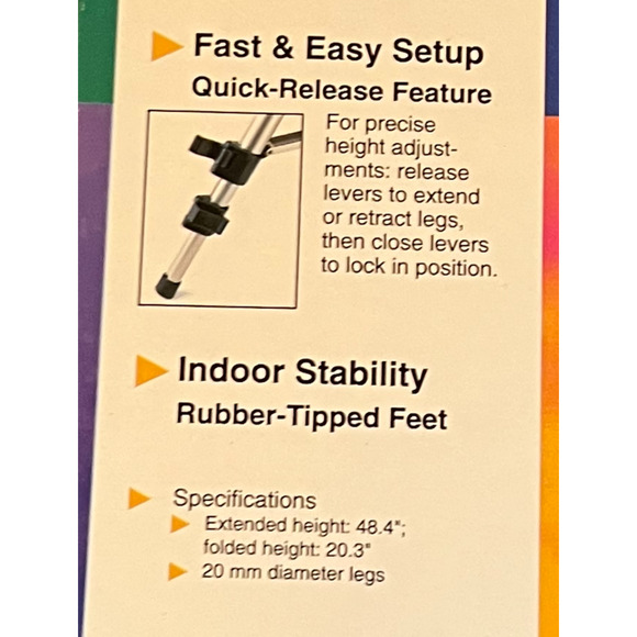 Magnavox Tripod Universal Two Way Panhead 4 Way Movement Rubber Tipped Feet - Picture 4 of 10